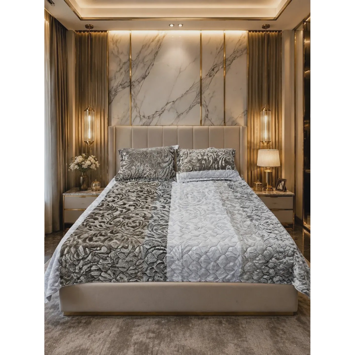 روتختی دونفره ترک کارولینا مخمل تدی کد 3