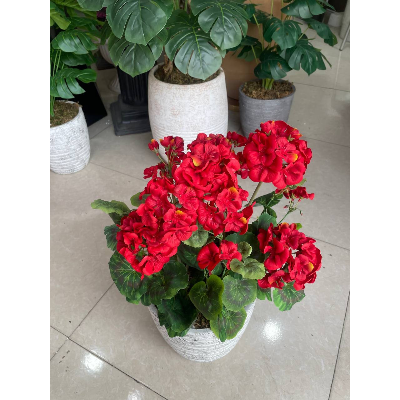 گل شمعدونی مصنوعی قرمز 7گل(وارداتی)