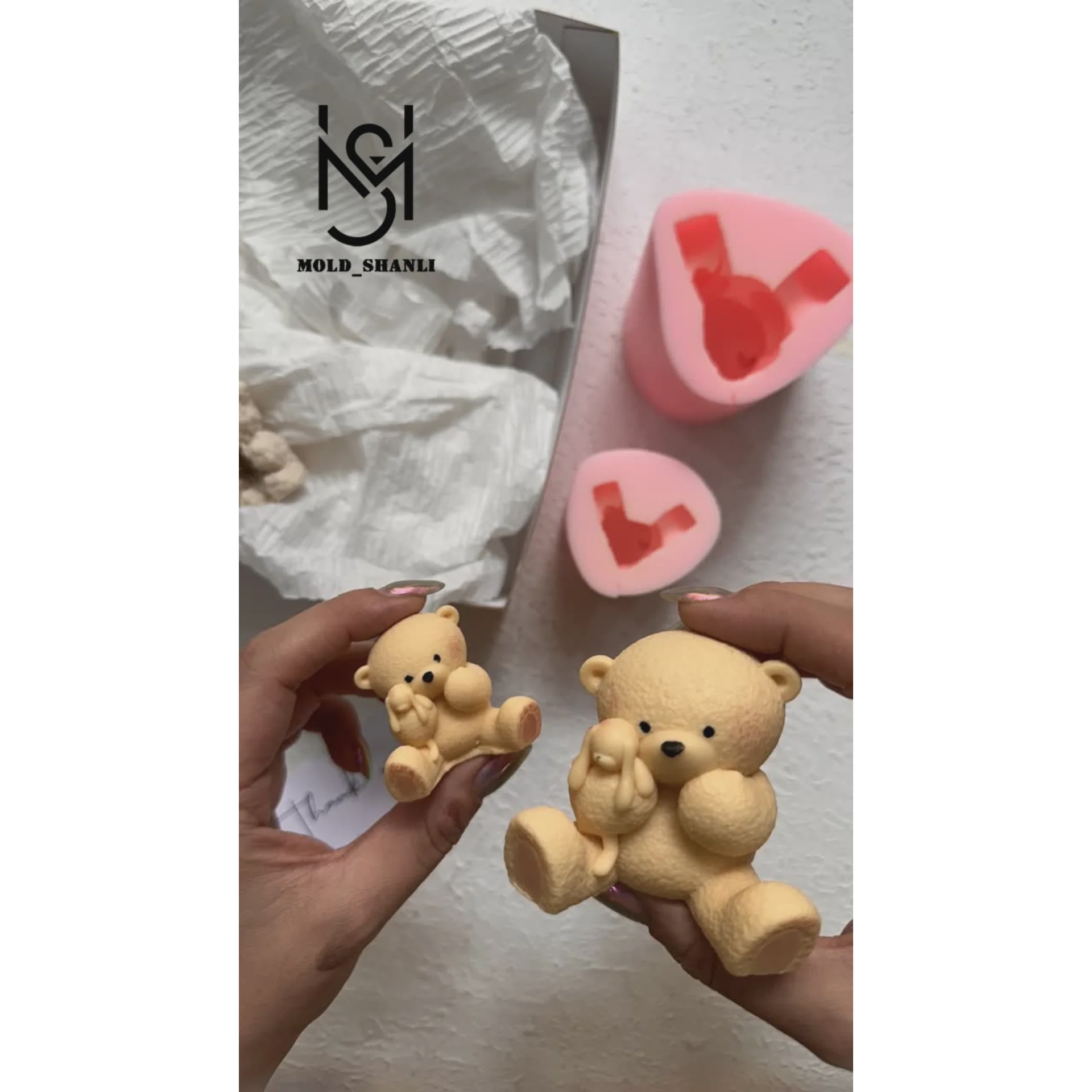 قالب سیلیکونی تدی خرگوش به دست برای شمع سازی و رزین