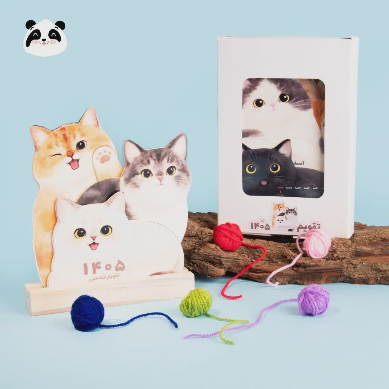 تقویم پایه چوبی 1405 طرح Cat برند Parsam