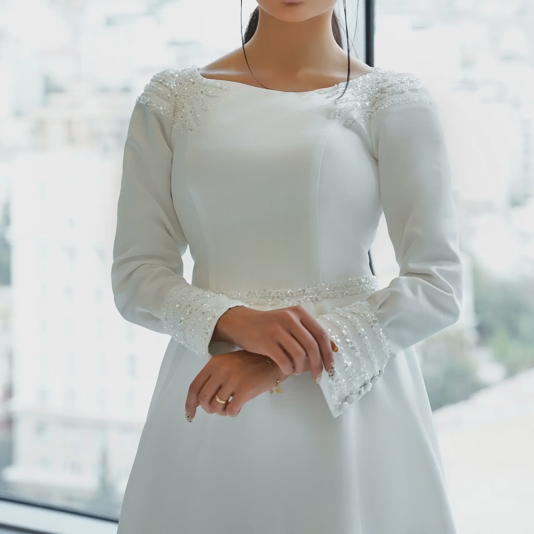 لباس عروس ساده پوشیده گد 350