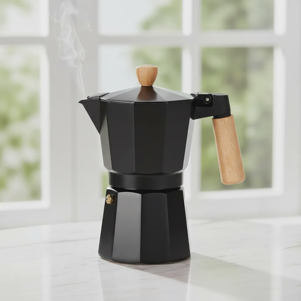 موکاپات 6cup مشکی دسته چوبی