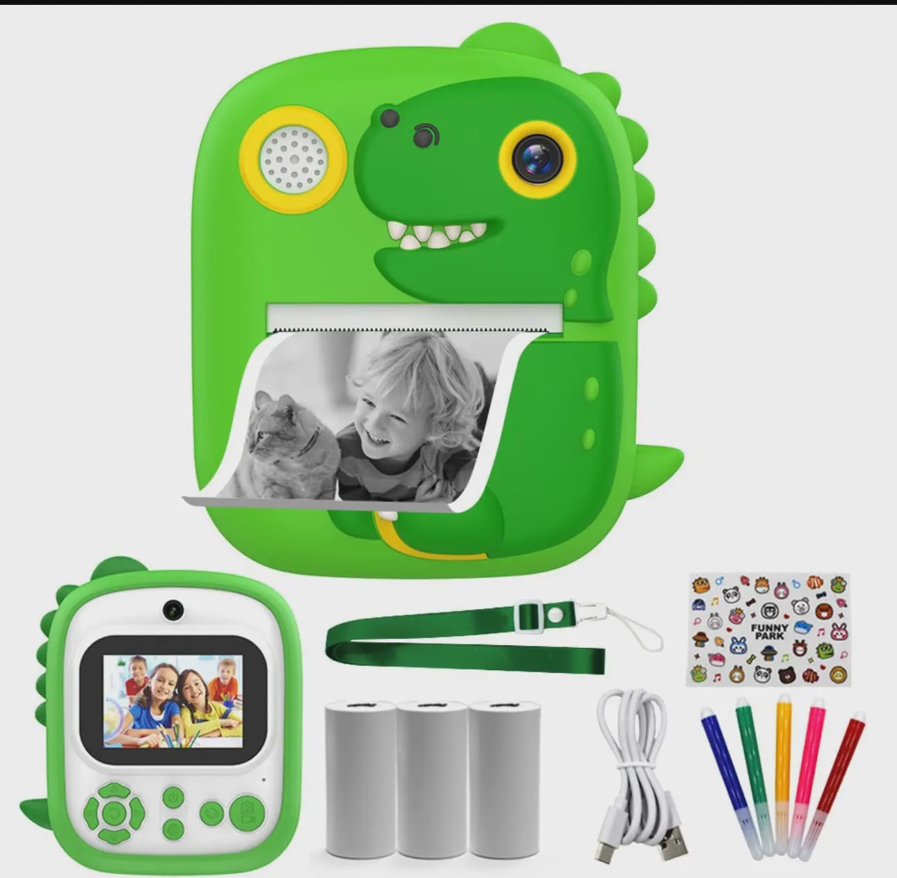 دوربین چاپ فوری کودک طرح دایناسور Instant Print Camera