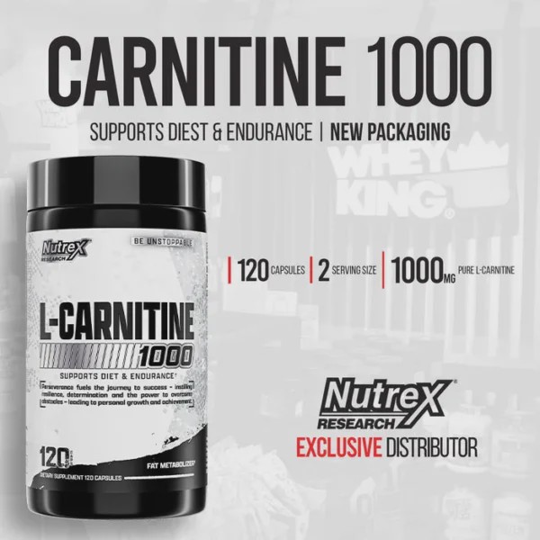 مکمل اورجینال ال کارنیتین ناترکس 120عددی Nutrex L-CARNITINE 1000