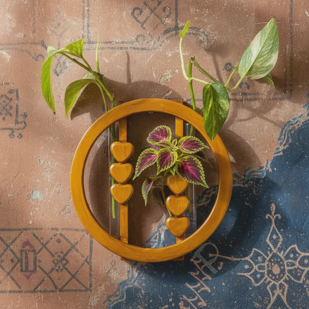 گلدان دیواریگلجا دیوارکوبطرح چوب دستساز صنایع دستی کرج لند