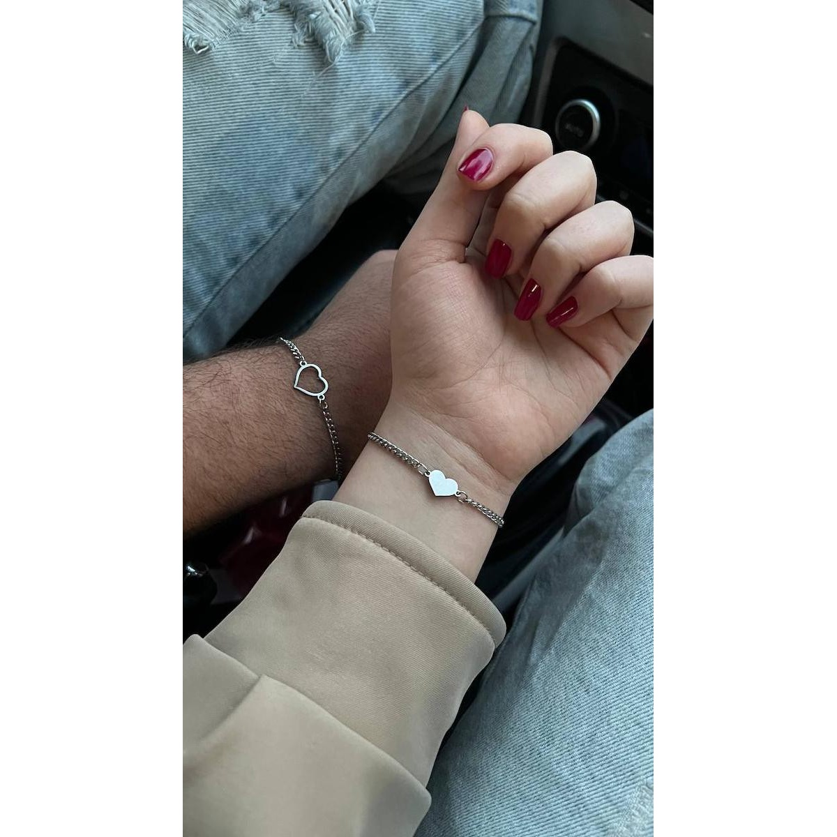 دستبند کاپلی قلب استیل
