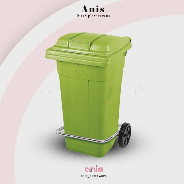 سطل 100 لیتری پدال فلزی چرخ دار کد 5105 ناصر پلاستیک