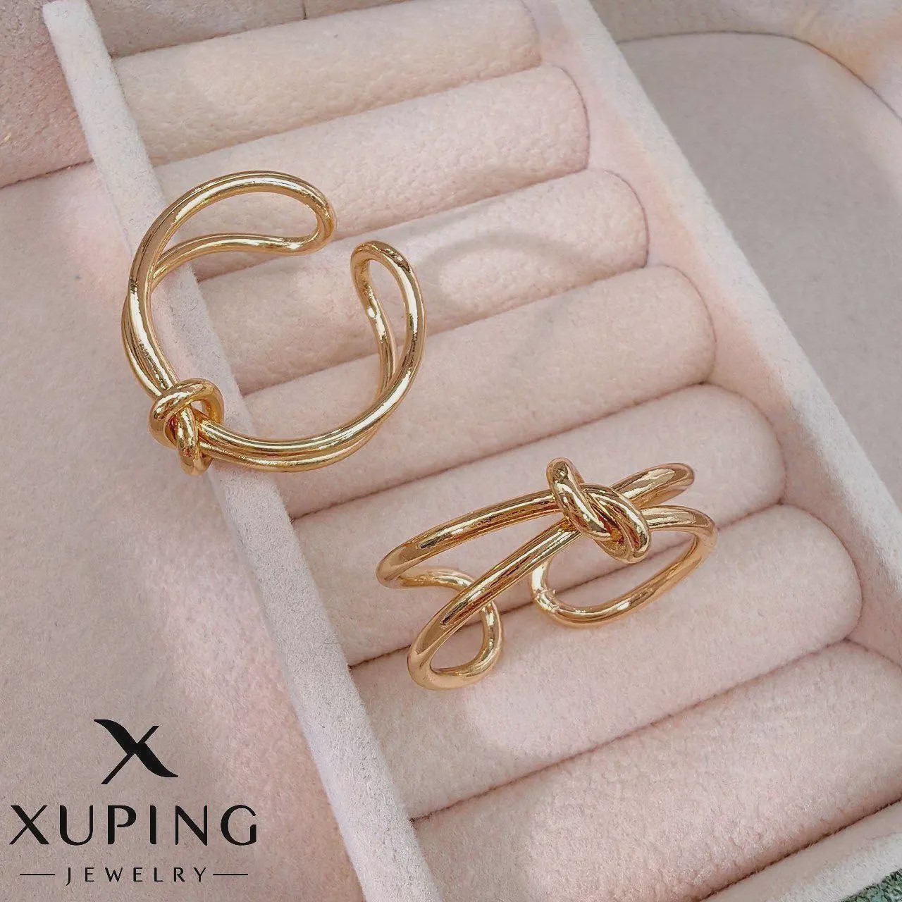 انگشتر گرهای طلایی قابل تنظیم زنانه Xuping