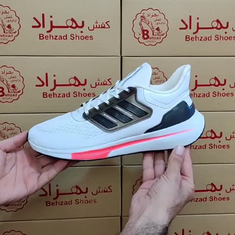 کتونی آدیداس مردانه پسرانه رنگ سفید مشکی سایز 41 تا 44 زیره پیو کفی طبی لژ 4 سانتی رویه بافت خارجی سبک راحت