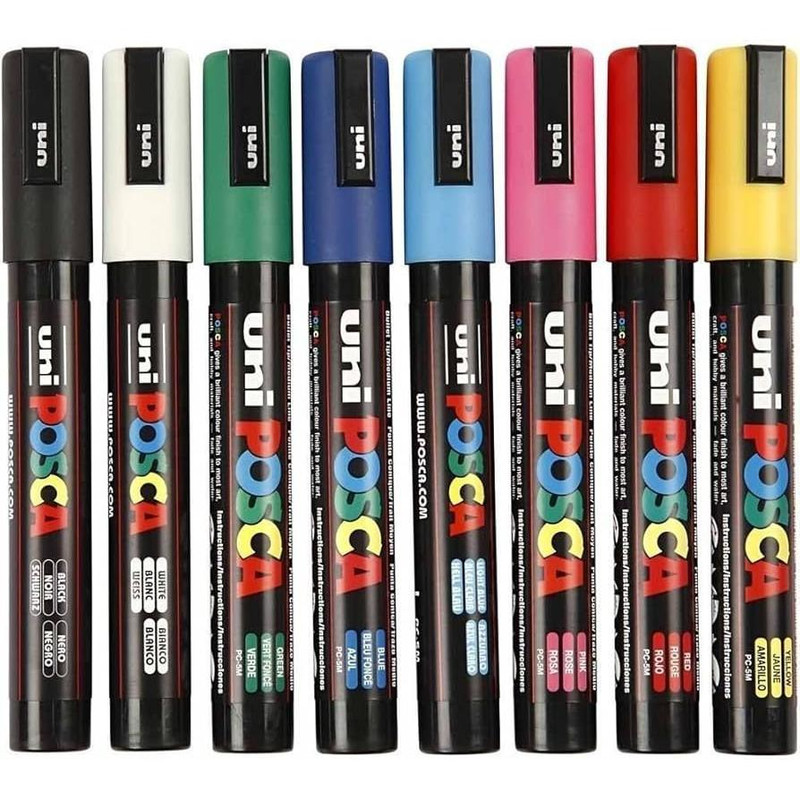 ماژیک رنگ آمیزی یونی بال مدل POSCA 5M مجموعه 8 عددی