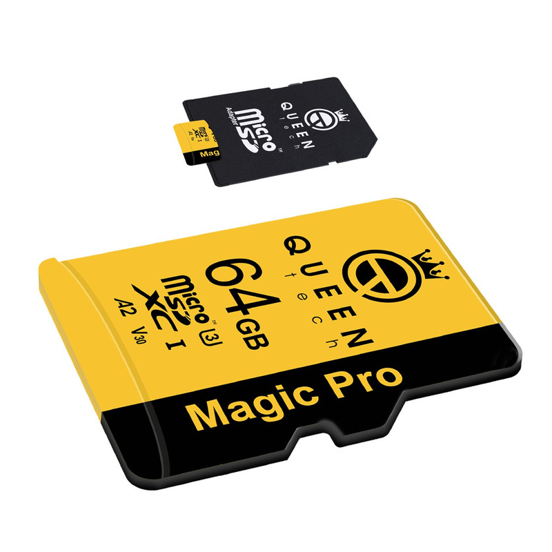 کارت حافظه Micro SD XC کوئین تک مدل A2-V30-633X کلاس 10 استاندارد UHS-l U3 سرعت 95MBps ظرفیت 64 گیگابایت به همراه آدا...