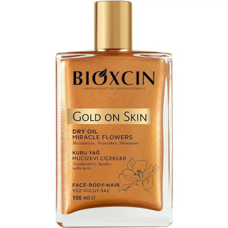 روغن مرطوب کننده و شاین صورت و بدن و مو بیوکسین Bioxin Gold On Skin حجم 100 میل
