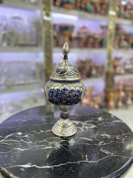 شکلات خوری پایه دار کوچکقلمزنی و نقاشی تذهیب
