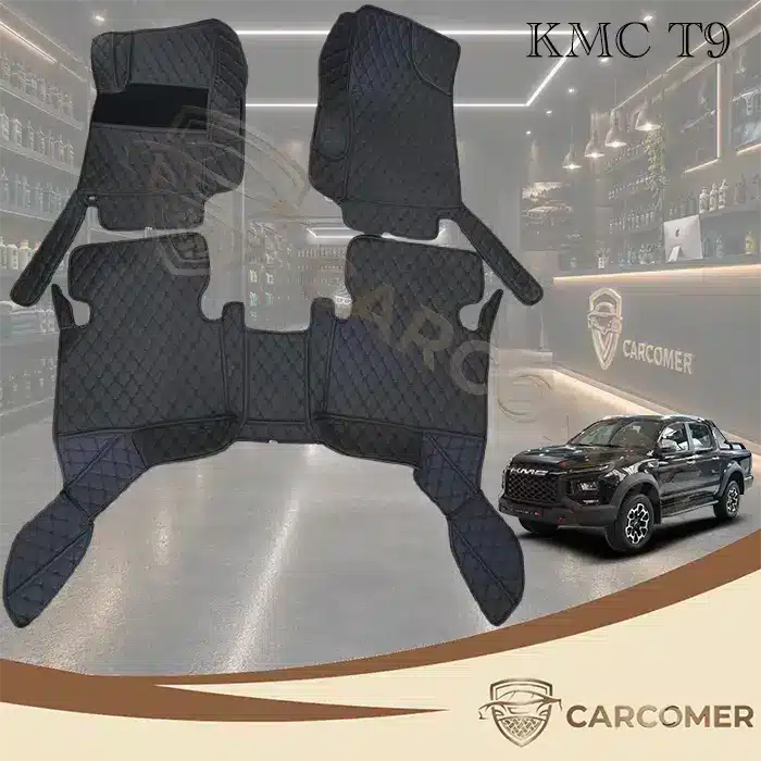 کفپوش شش بعدی گلدوزی چرمی KMC T9 | کفپوش مشکی