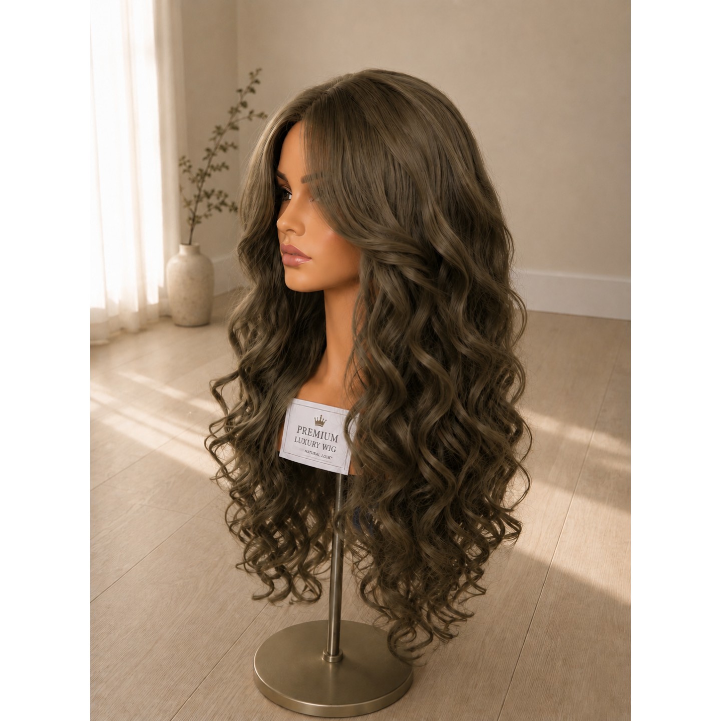 کلاه گیس زیتونی بلند ساخت ژاپن پوستیژ