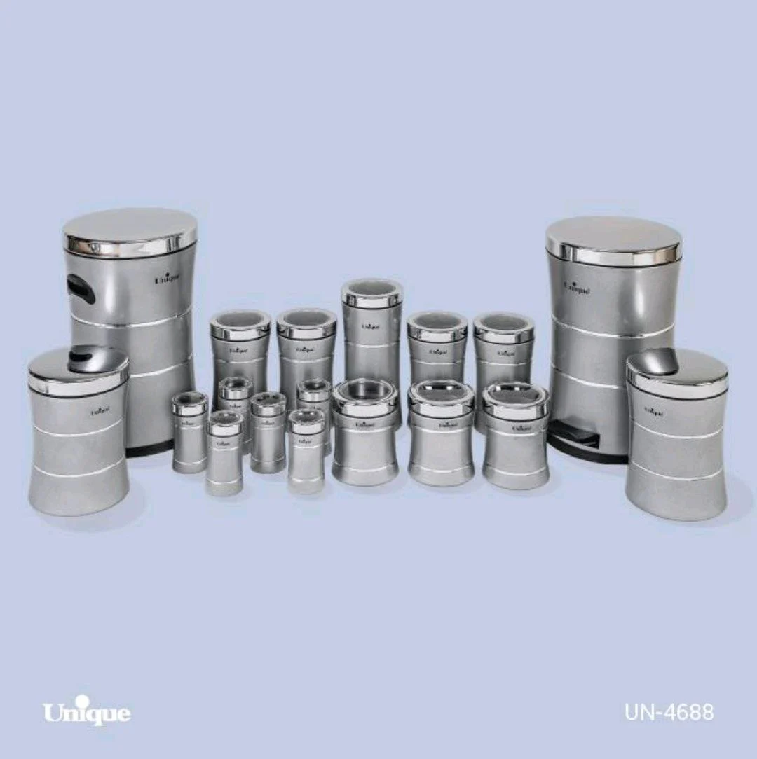 سرویس آشپزخانه 18 پارچه کمر باریک خطی نقره ای استیل یونیک کد UN-4688 (پس کرایه)