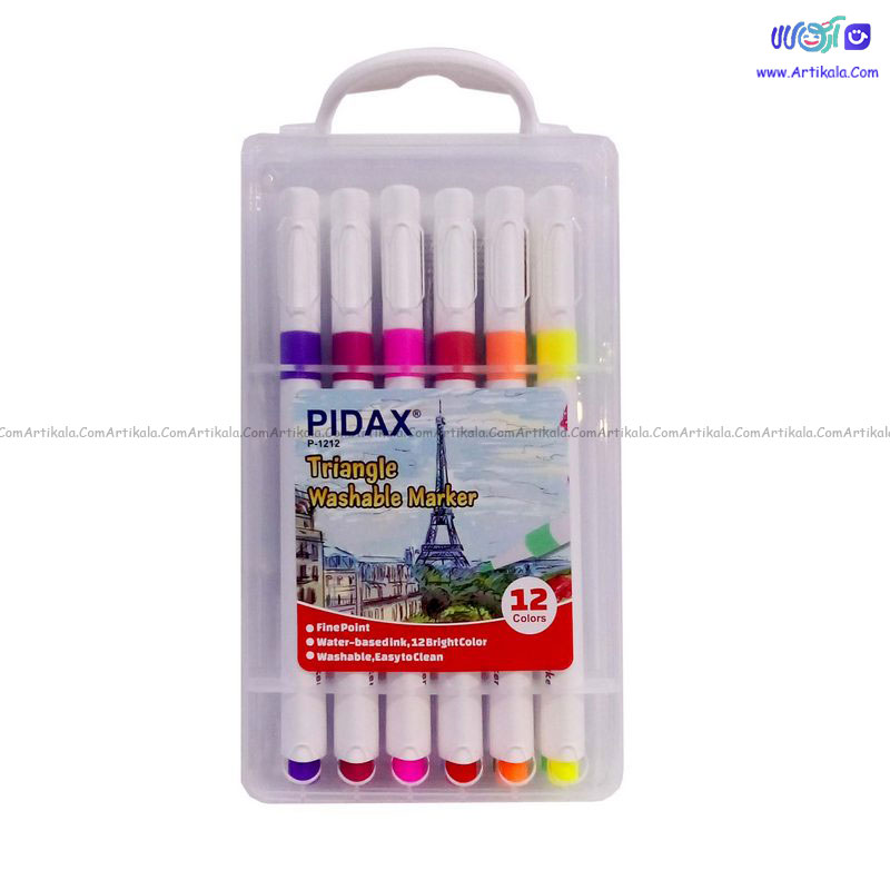 ماژیک 12 رنگ قابل شست وشو برند پیداکس PIDAX کد P 1212