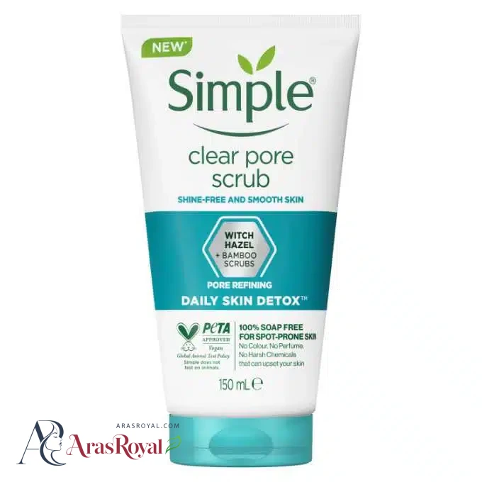 اسکراب سیمپل پاکسازی منافذ و سم زدایی پوست 150 میل Simple clear pore scrub