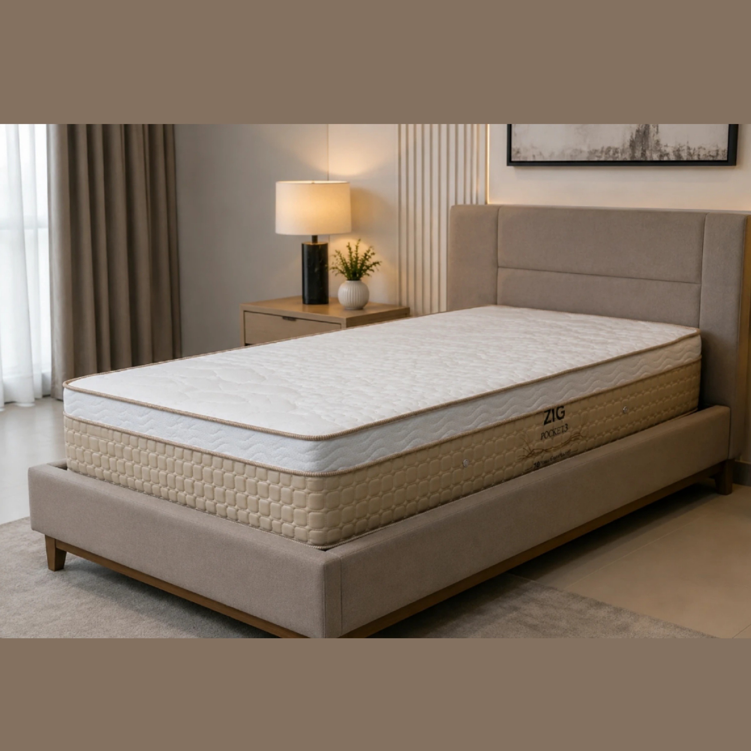 تشک طبی فنری،غنرپاکتی زیگ مدلpocket 3 سایز90در200سانتی متر (ترکیب مموری فوم و فنر پاکتی)