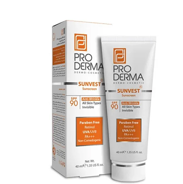 کرم ضد آفتاب و ضد چروک پرودرما SPF90 فاقد رنگ حجم 40 میلی لیتر