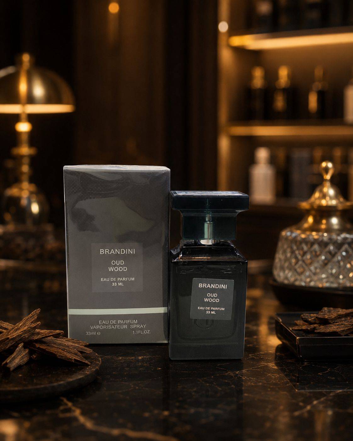 ادکلن برندینی رایحه oud wood حجم 33 میلی لیتر