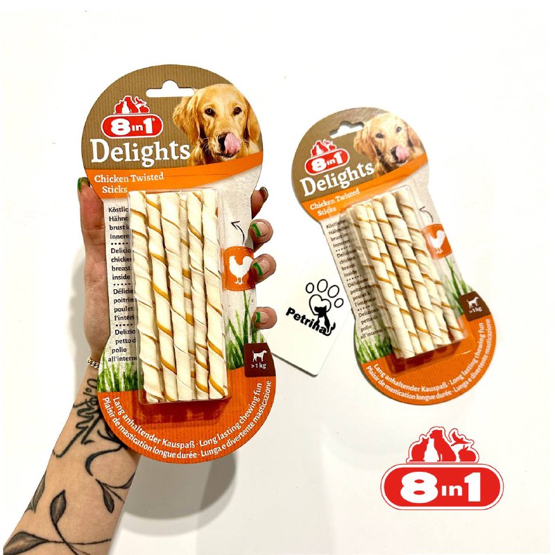 تشویقی دنتال سگ 8in1 Delights مدادی با طعم مرغ | 10 عدد | همه نژادها