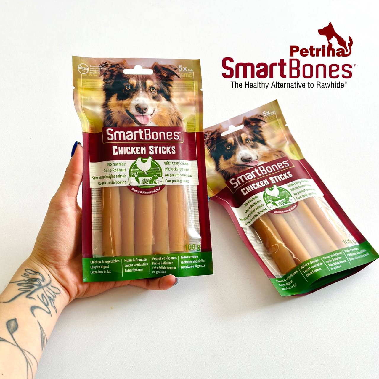 تشویقی دنتال سگ اسمارت بونز طعم مرغ و سبزیجات (5 عدد) | SmartBones Chicken Sticks 5