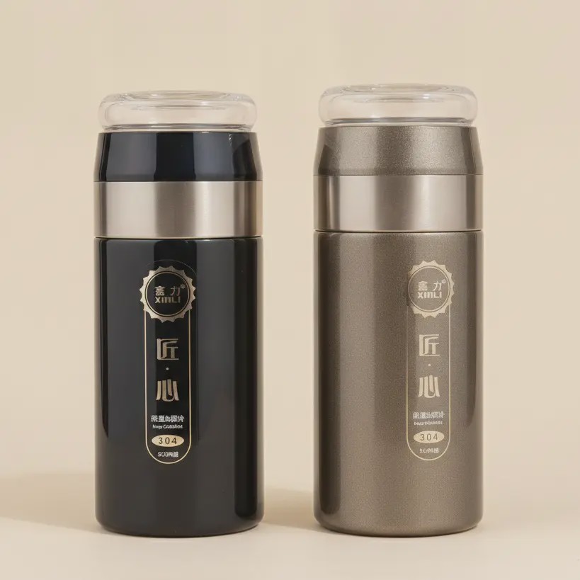 فلاسک دمنوشساز استیل شینلی مدل Vacuum Cup دوجداره 300 میلیلیتر