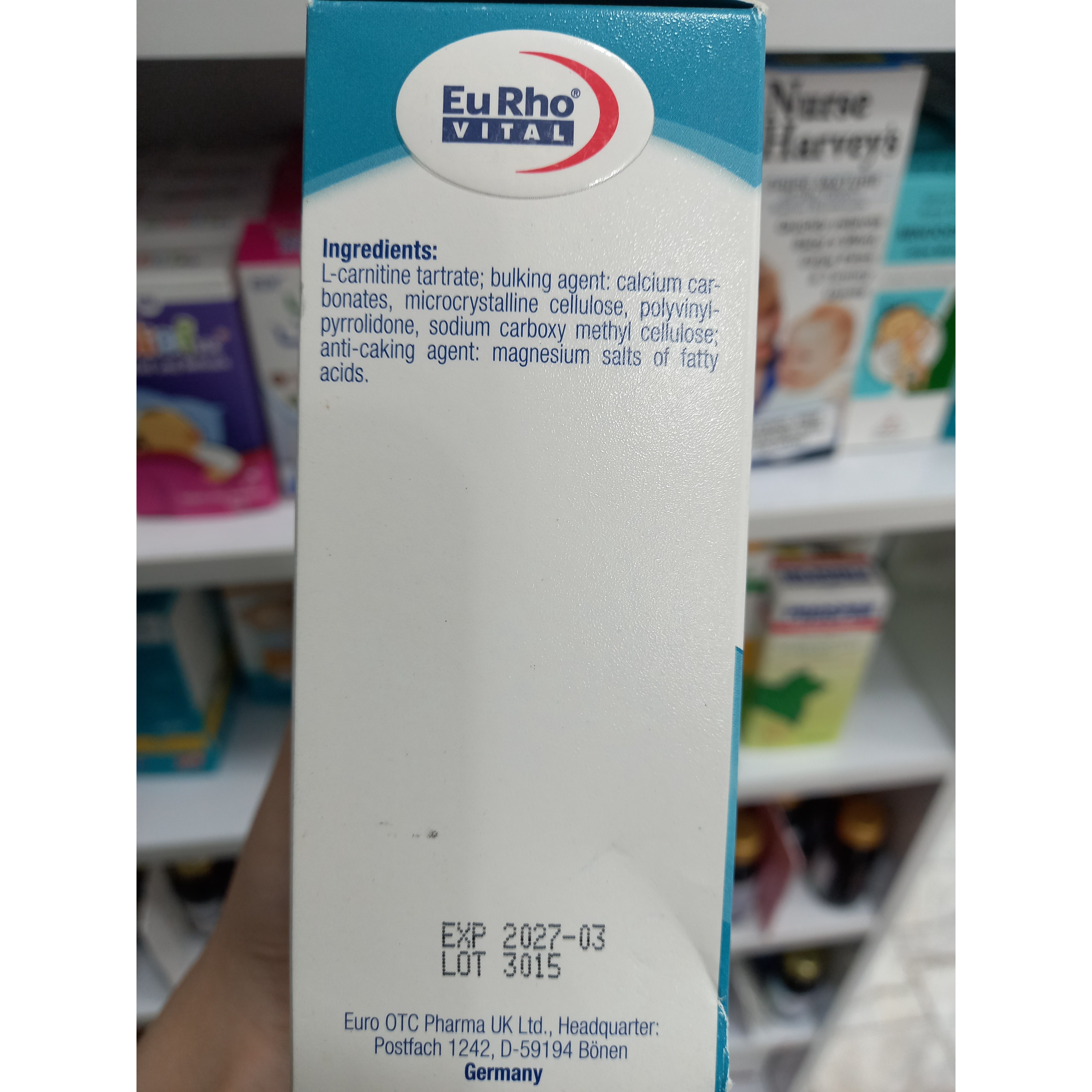 قرص ال کارنیتین 500 میلی گرم یوروویتال 60 عدد کمک به متابولیسم چربی ها