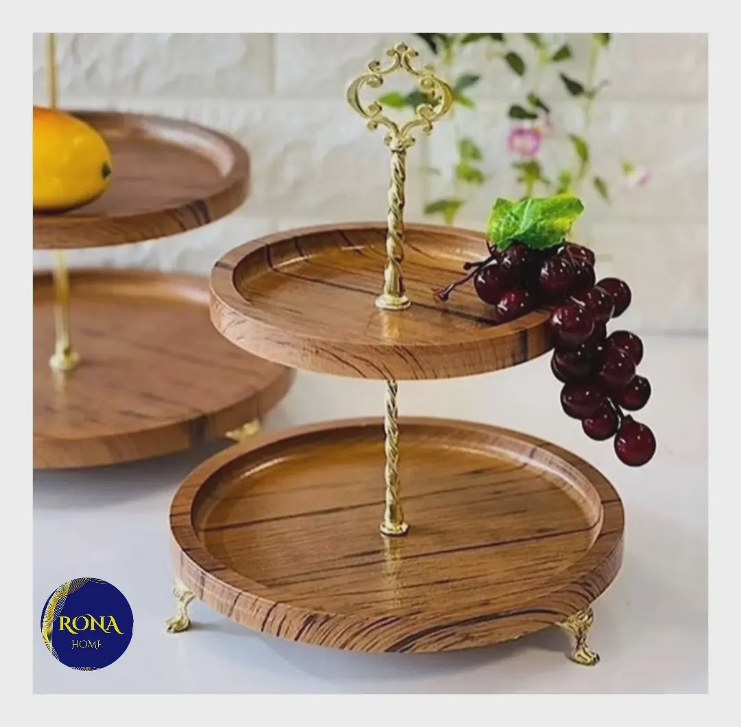 شیرینی خوری چوبی دو طبقه مربع
