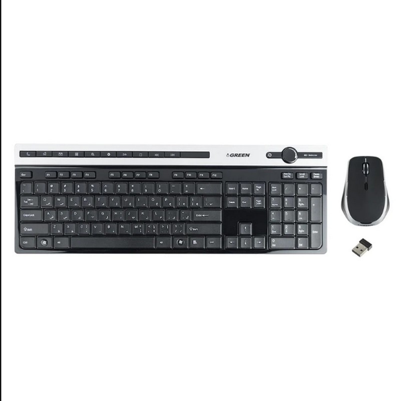 کیبورد و ماوس بی سیم گرین مدل GKM-505W