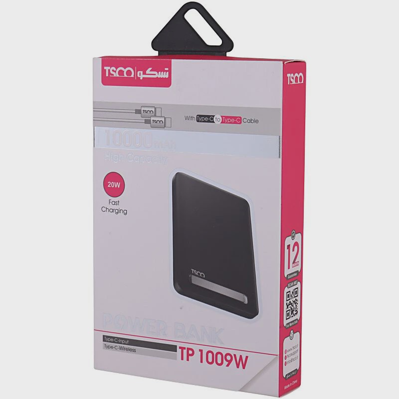 پاور بانک بی سیم فست شارژ تسکو TP 1009W QC3.0 PD 20W ظرفیت 10000 میلی آمپر ساعت