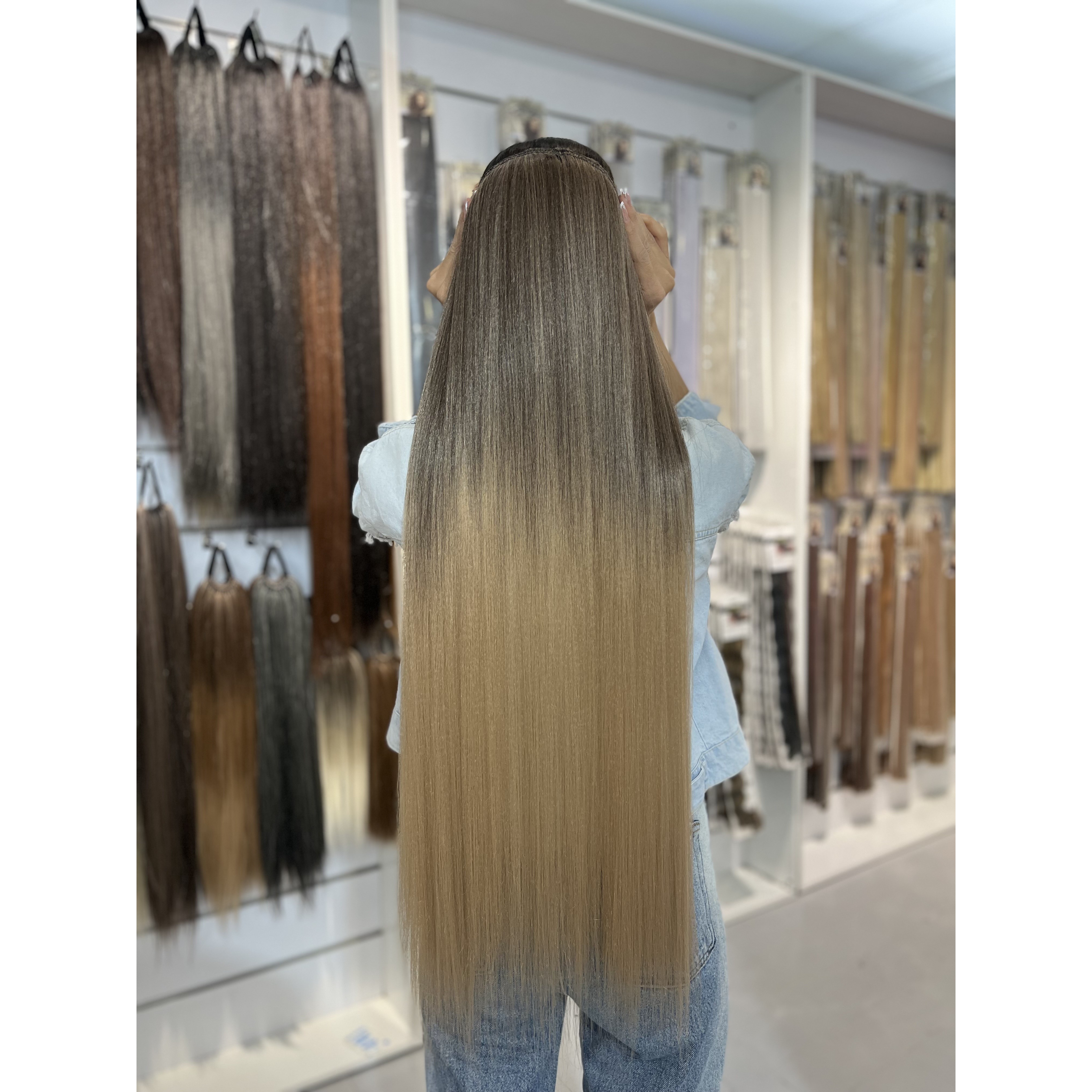 اکستنشن صاف آمبره شکلاتی