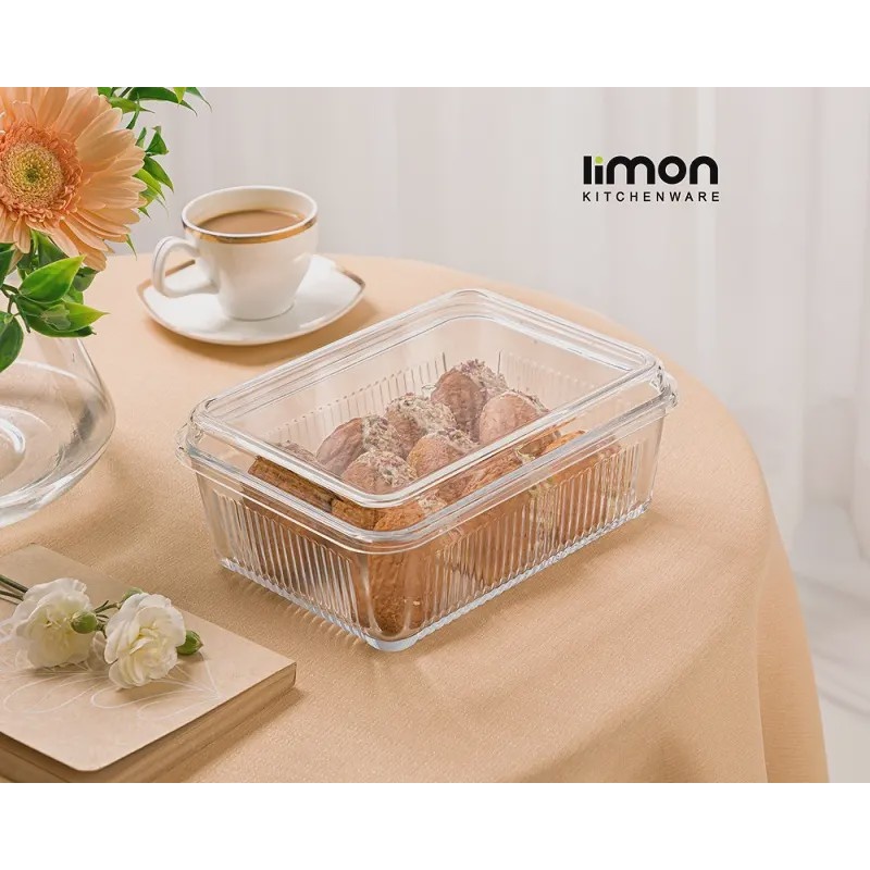 بیسکویت خوری مستطیل شیشه ای کد 226000 لیمون