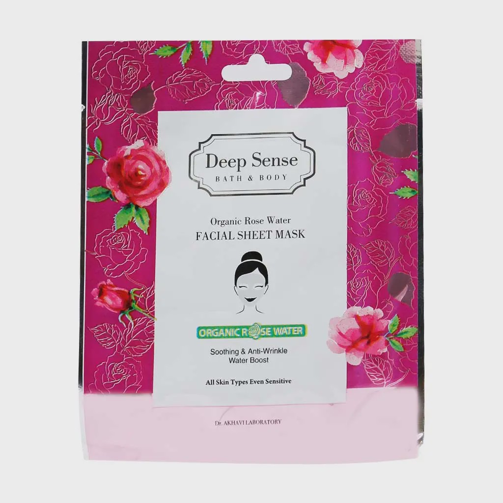 ماسک صورت نقابی گلاب دیپ سنس Organic Rose Water Fruits Facial Sheet Mask Deep Sense