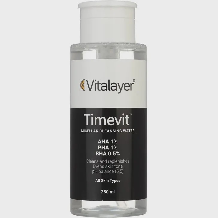 محلول پاک کننده آرایش تایم ویت ویتالیر Timevit Micellar Cleansing Water Vitalayer