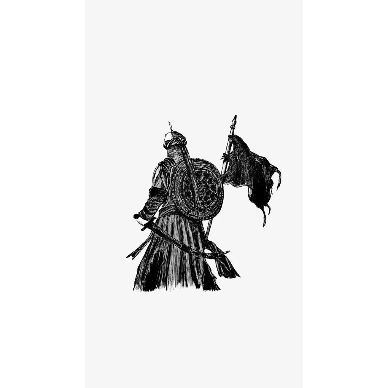استیکر ضدآب برش خورده طرح شوالیه با پرچم 1 سایز 3 سانتیمتر