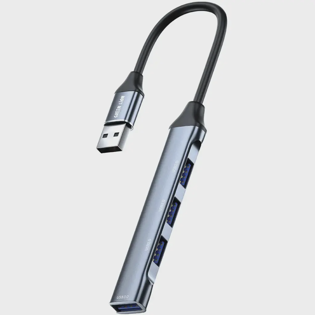 هاب USB چهار پورت Green Lion 4-In-1 مدل USB-A یک USB 3.0 و سه USB 2.0