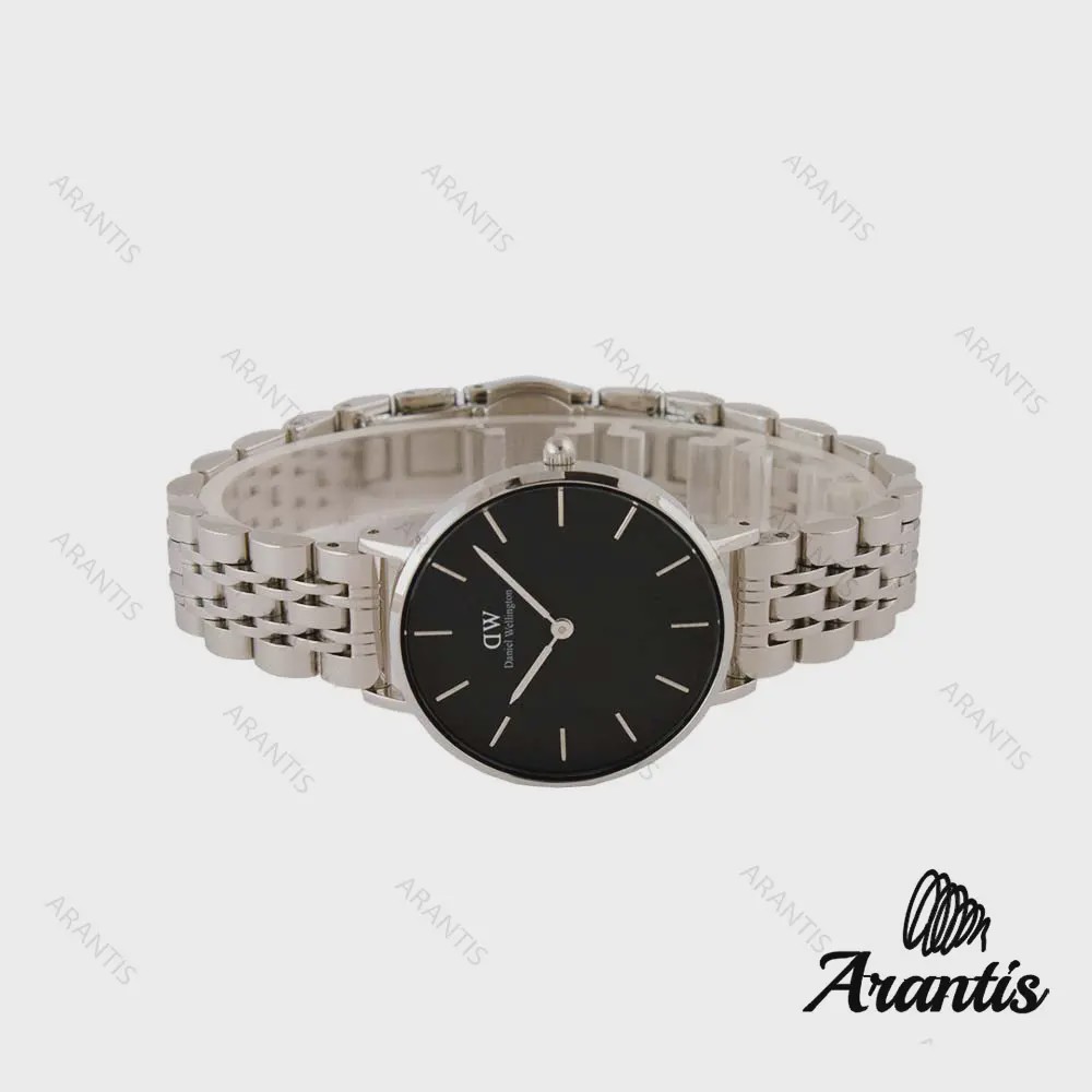 ساعت دنیل ولینگتون زنانه استیل صفحه مشکی مدیوم w-4815