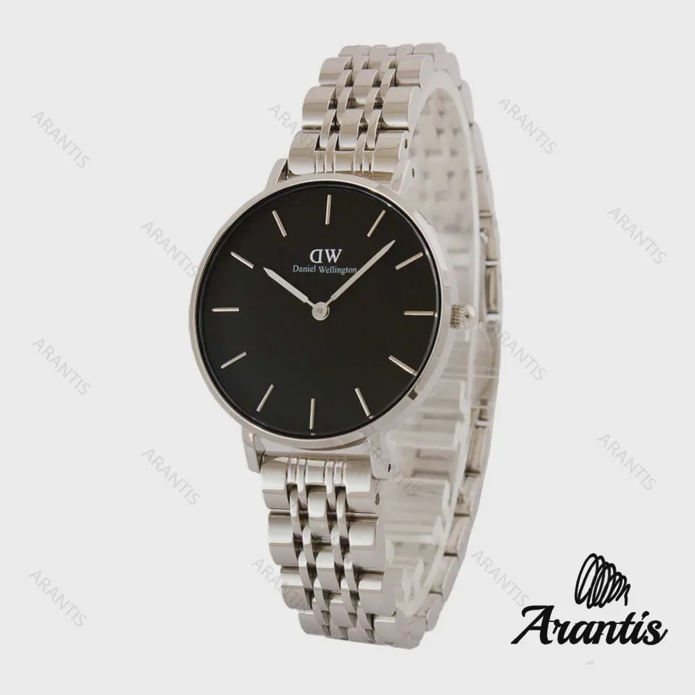 ساعت دنیل ولینگتون زنانه استیل صفحه مشکی مدیوم w-4815