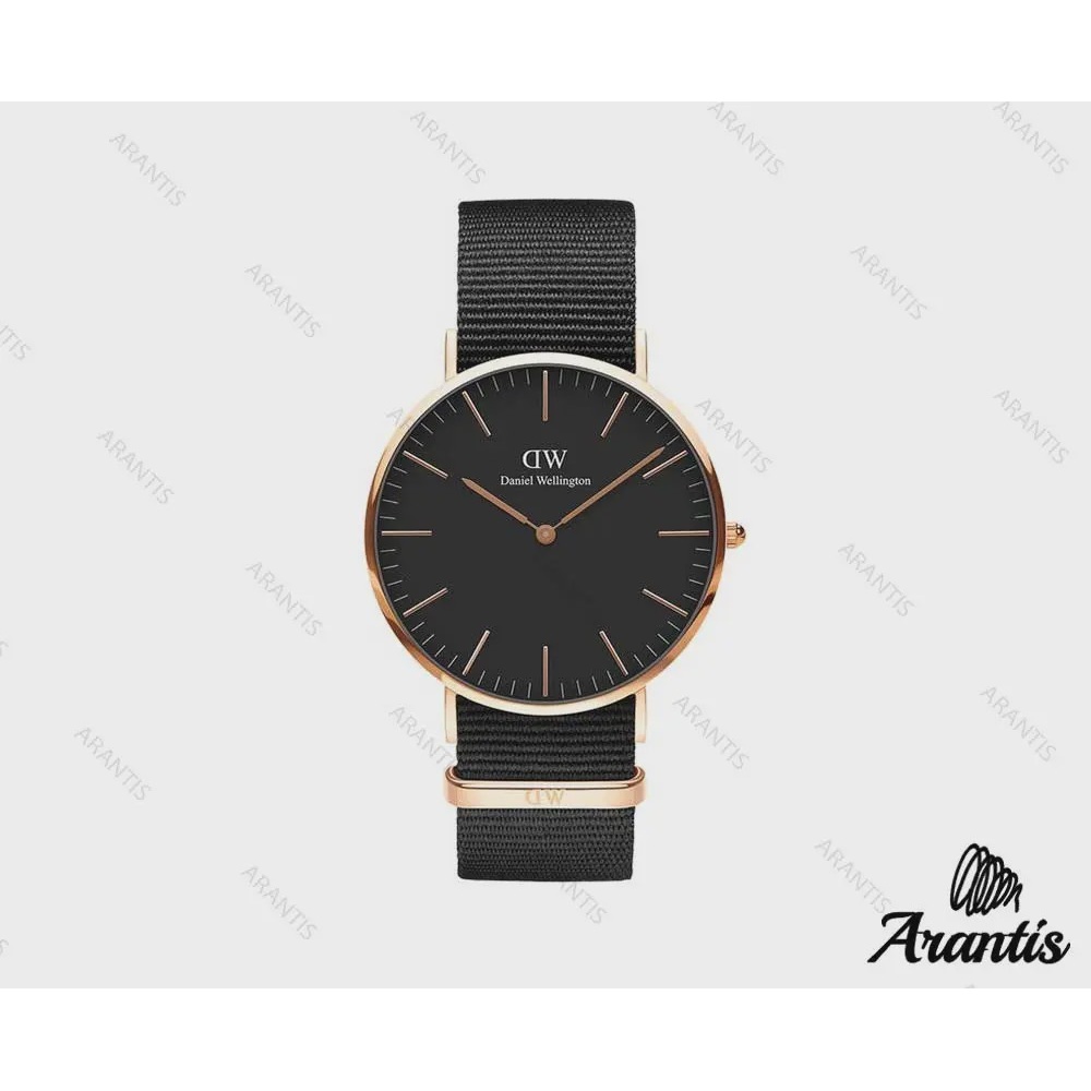 ساعت دنیل ویلینگتون زنانه بند برزنت مشکی w-4453