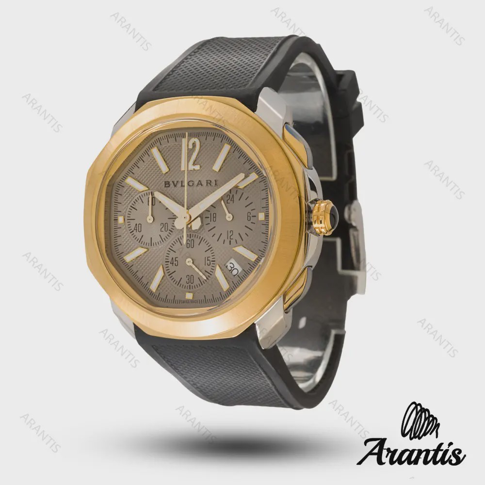 ساعت بولگاری مردانه کرنوگراف octo finissimo اکتو فینیسیمو صفحه بژ m-10307
