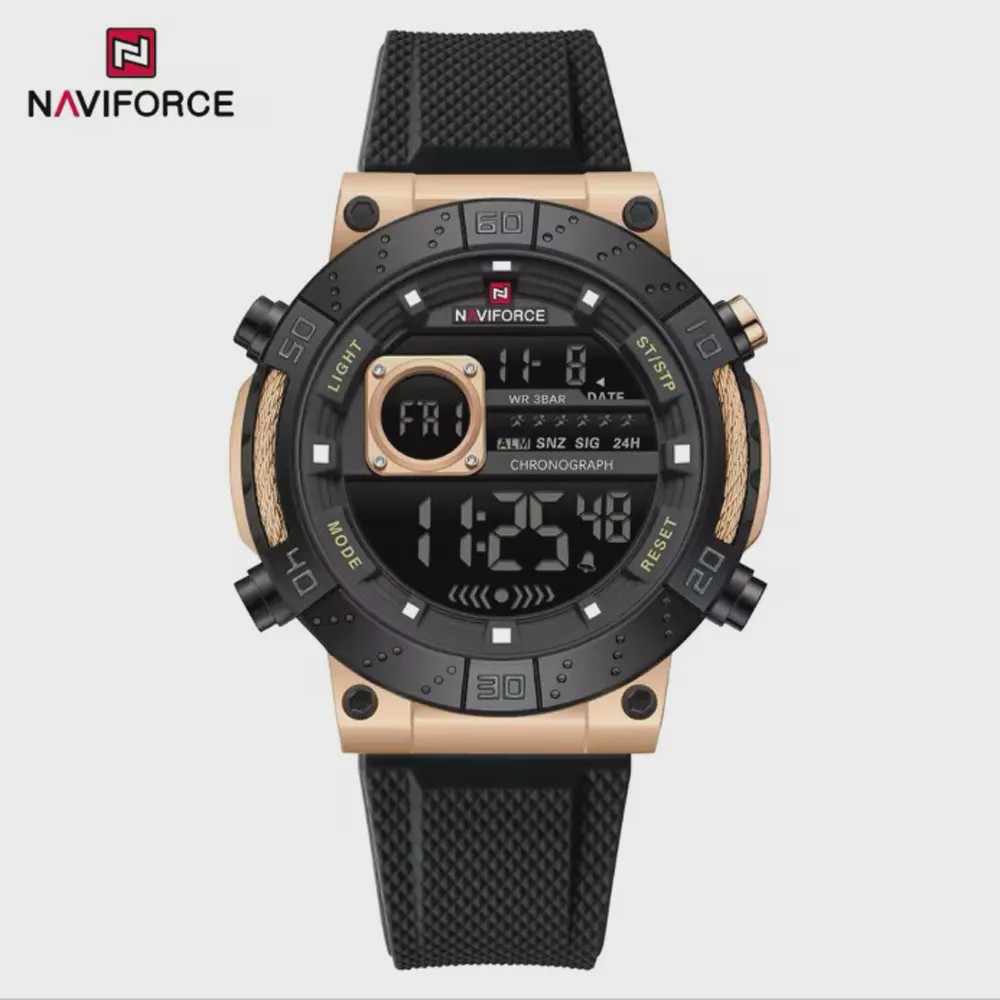 ساعت مچی مردانه نیوی فورس NF9241 مشکی بدنه رزگلد مدل m-10425