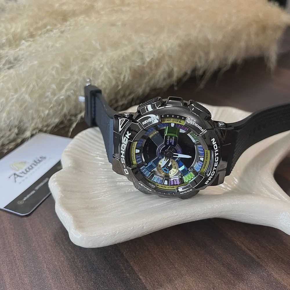 ساعت جی شاک GM110H مردانه مشکی صفحه هفت رنگ m-9106