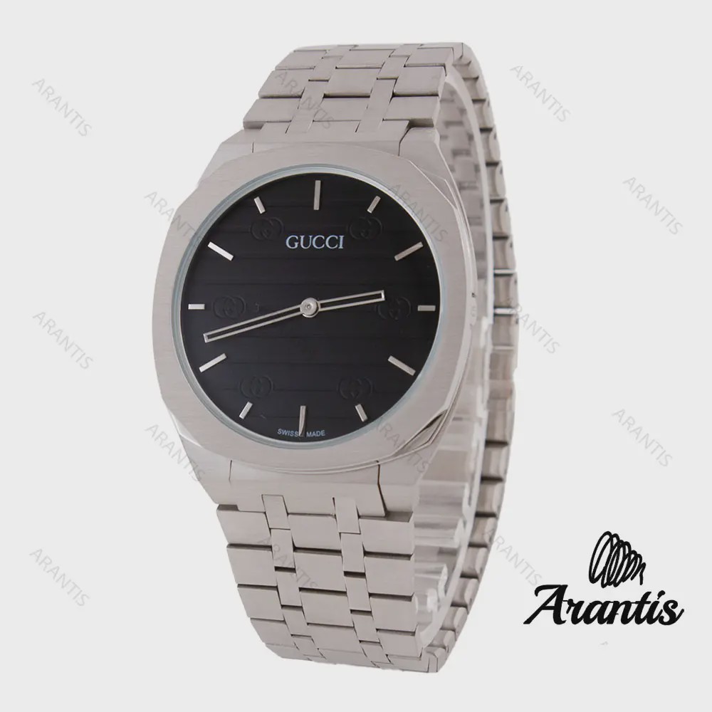 ساعت گوچی 25H مردانه استیل صفحه مشکی m-5375