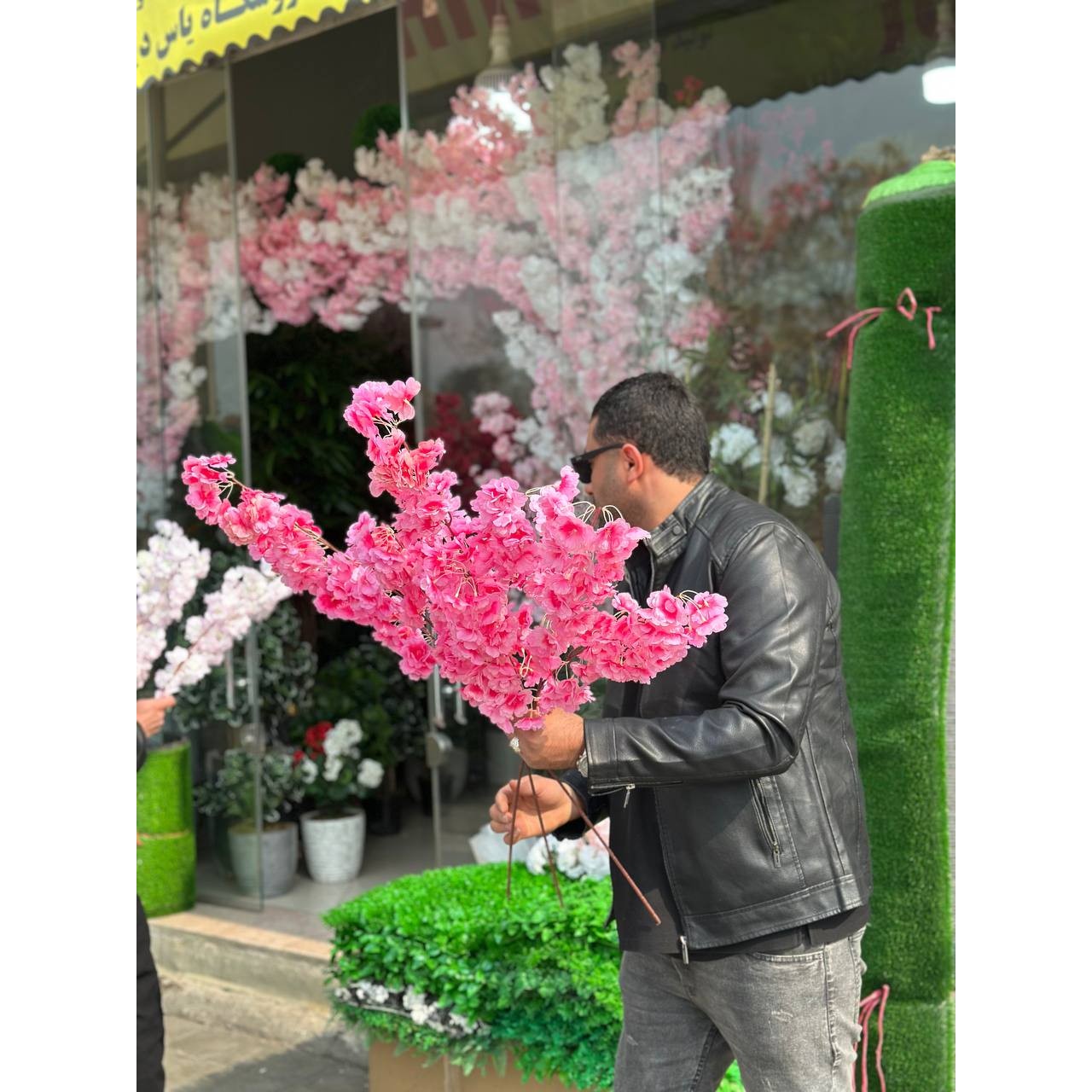 شاخه شکوفه هلو سرخابی مصنوعی