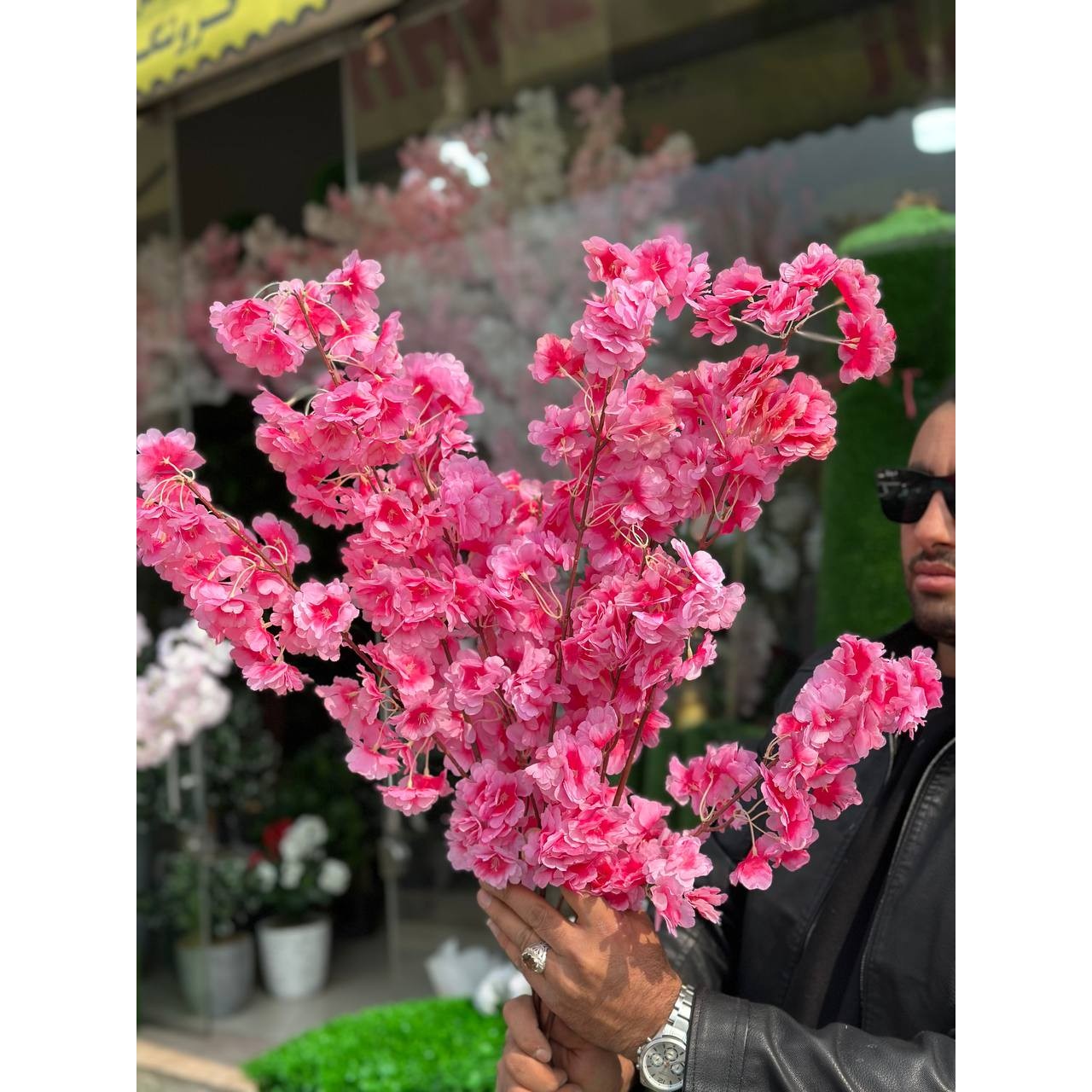 شاخه شکوفه هلو سرخابی مصنوعی