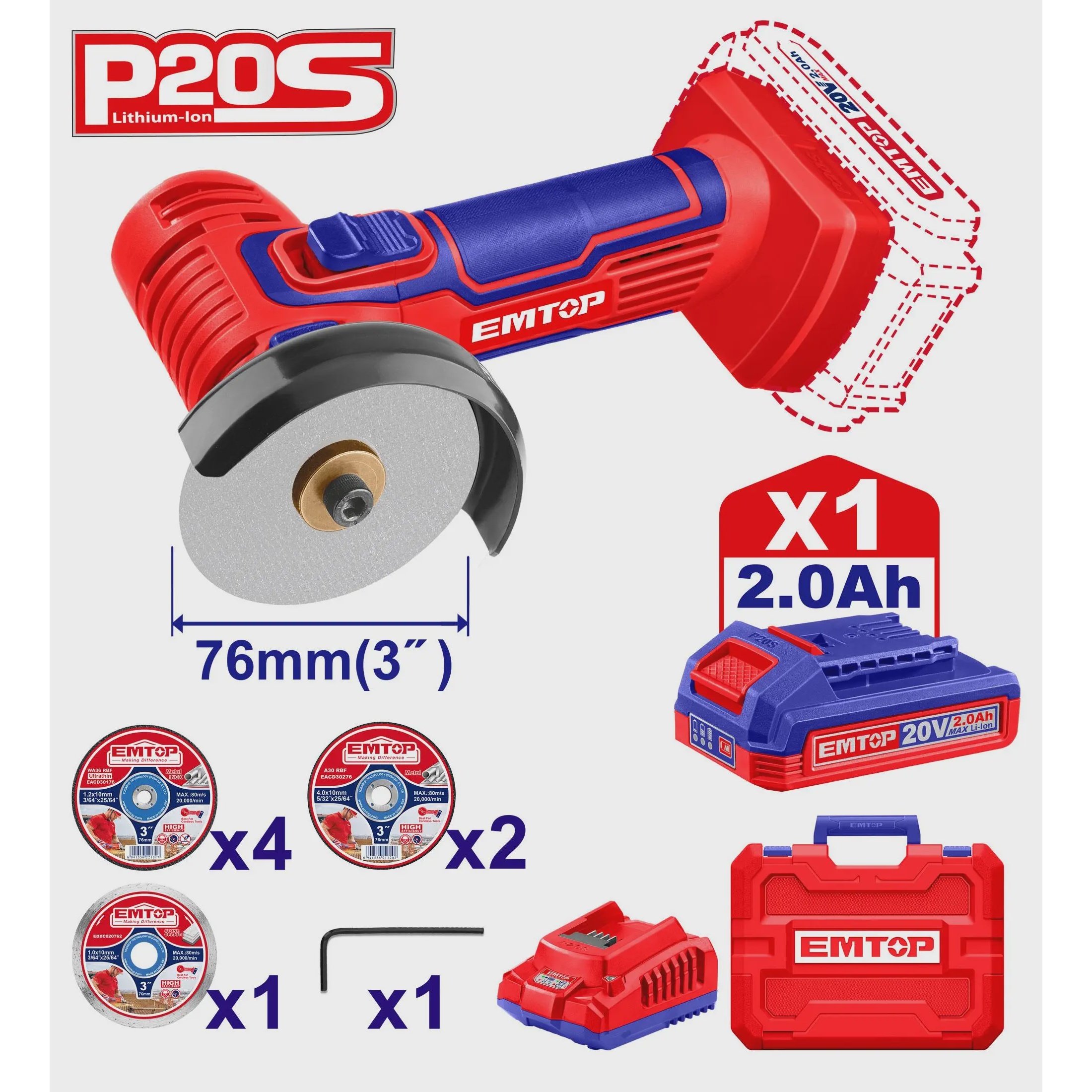 مینی فرز شارژی EMTOP مدل ELAG76017 آوانور - پس کرایه