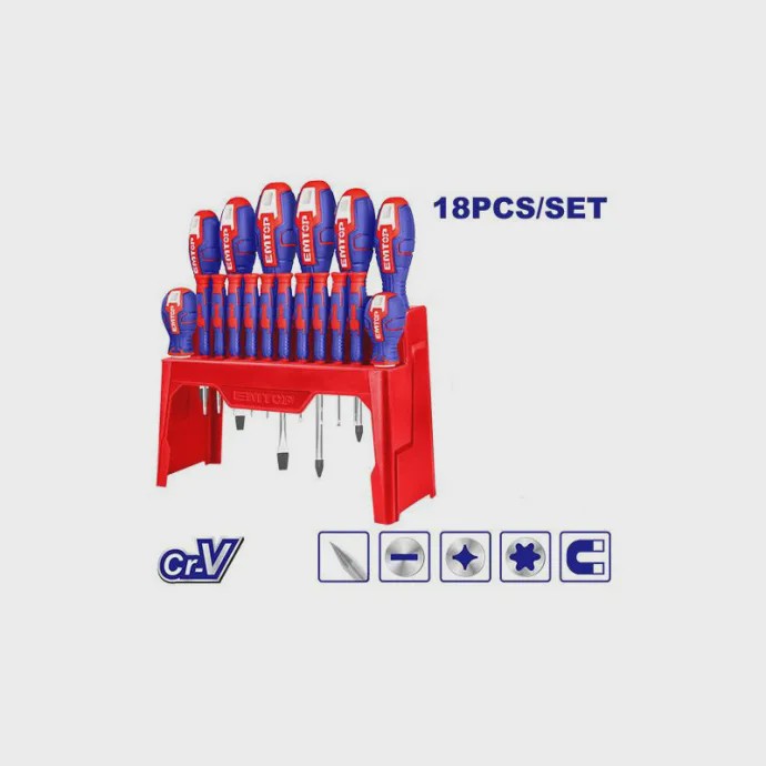 ست پیچ گوشتی 18 تکه EMTOP مدل ESST1802 آوانور - پس کرایه