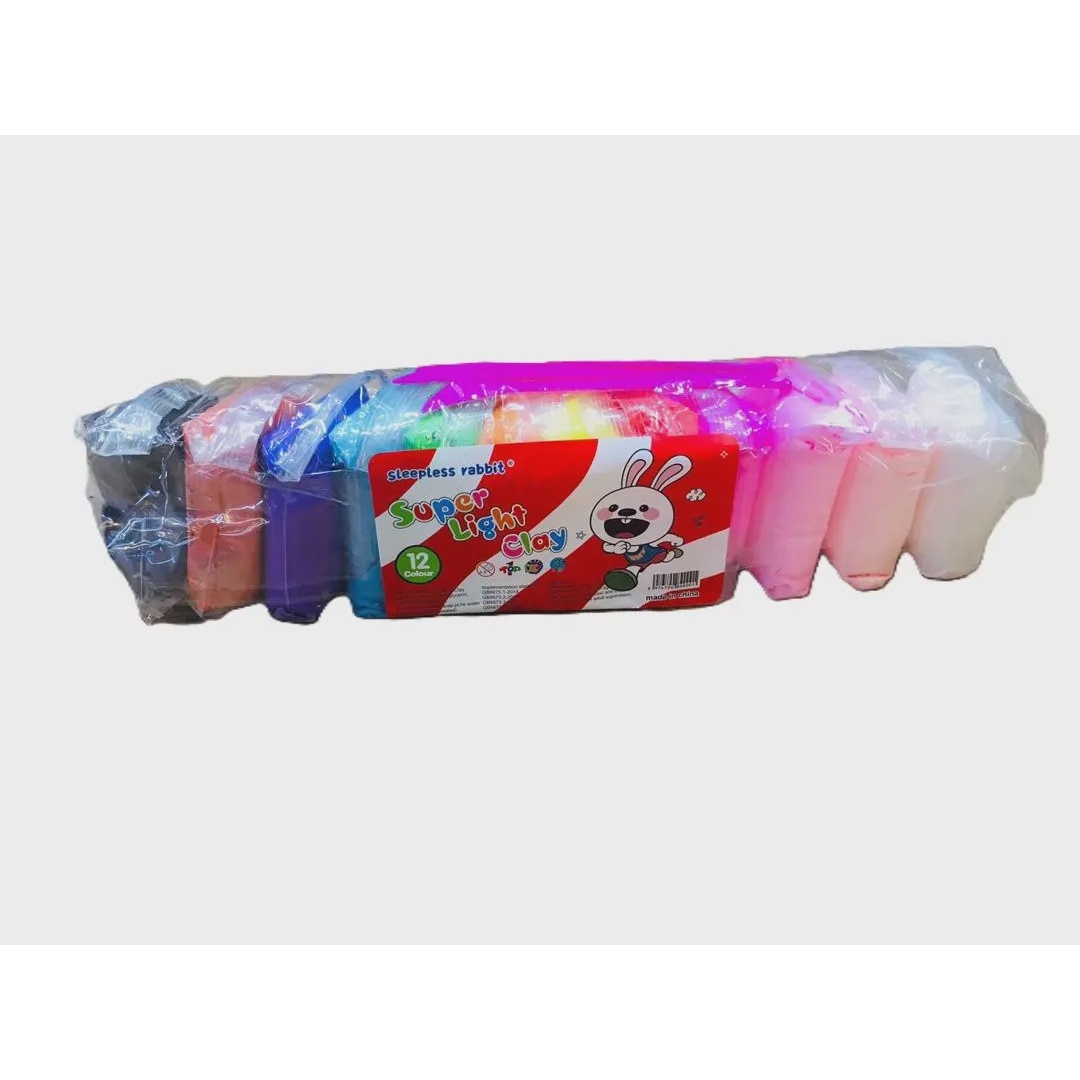 خمیر بازی کلی 12 رنگ Super Light Clay خمیر سبک و نرم کودک